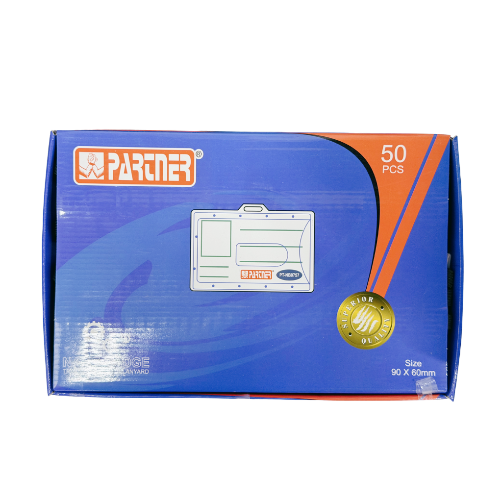Partner Name Badge, PVC, Clear, Landscape Layout, Assorted Colored Lanyards