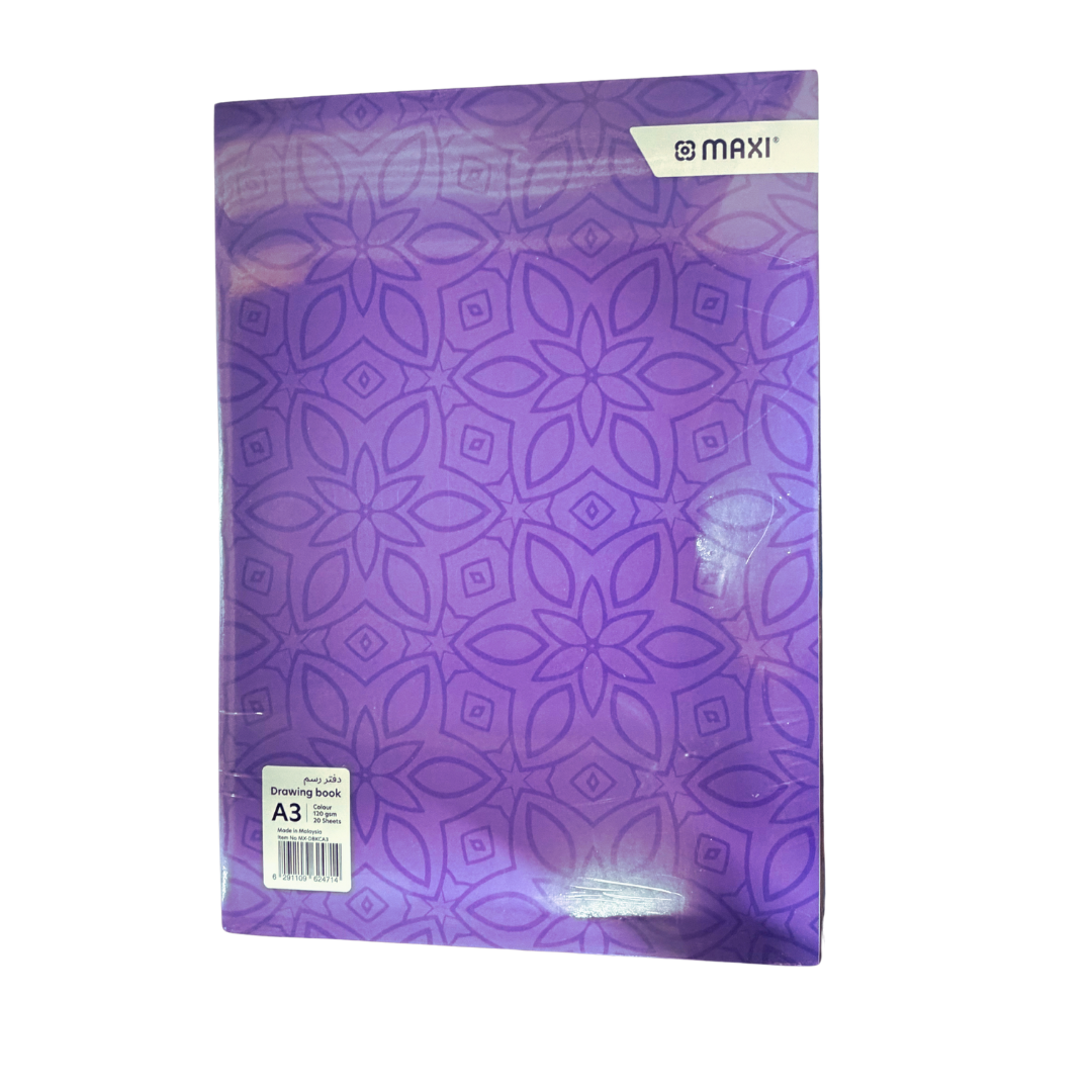 Maxi Drawing Book, Coloured Sheets, A3 Size, Thickness of 110GSM Per Sheet, 20 Sheets