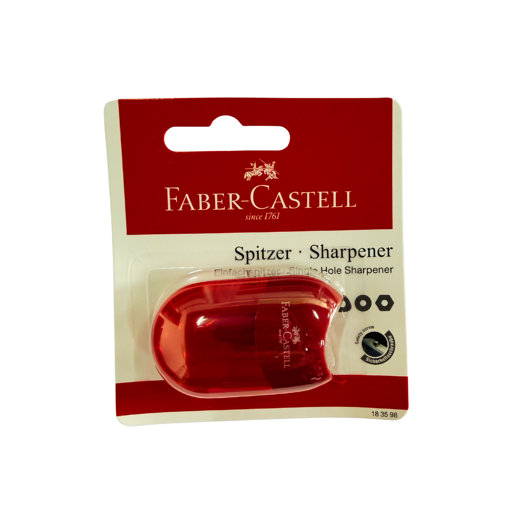 Faber Castell Mini Apple Sharpener, Single Hole, Red, Blue, and Black