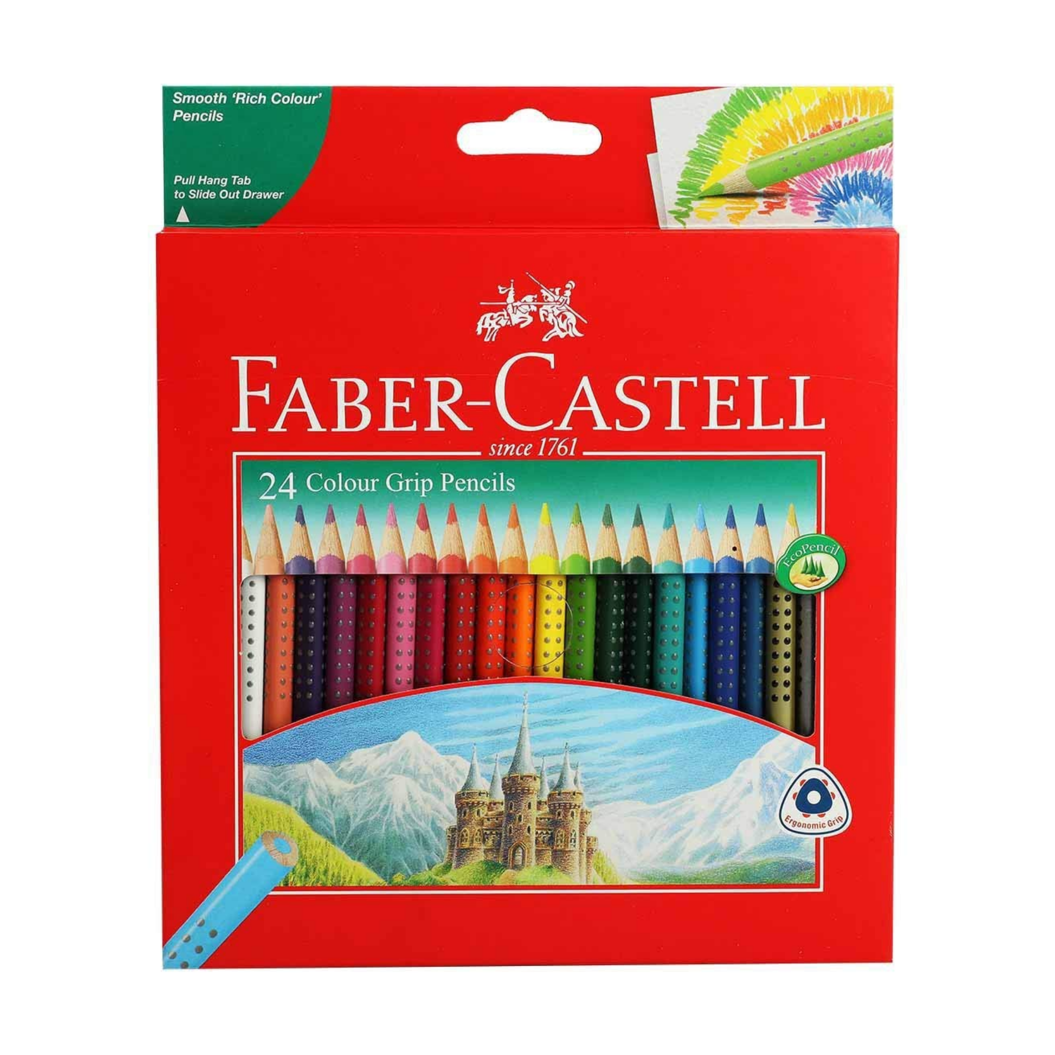 Faber-Castell Grip Colour Pencils, Smooth 'Rich Colour' Pencils, Pack of 24 Colours