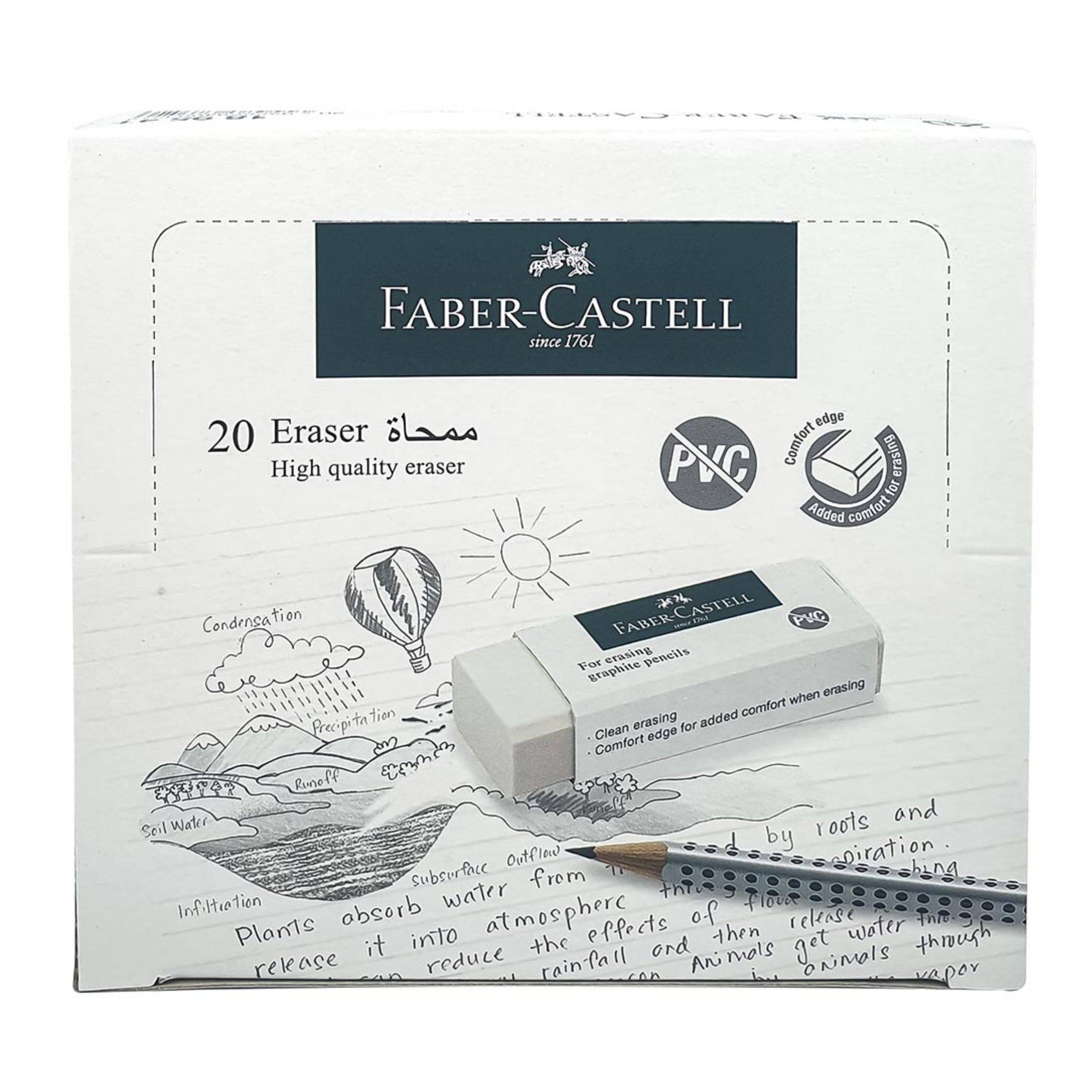 Faber Castell High Quality PVC-Free Eraser, Box of 20