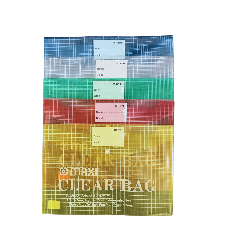 Maxi Clear File with Name Card, F/S, Assorted Colours