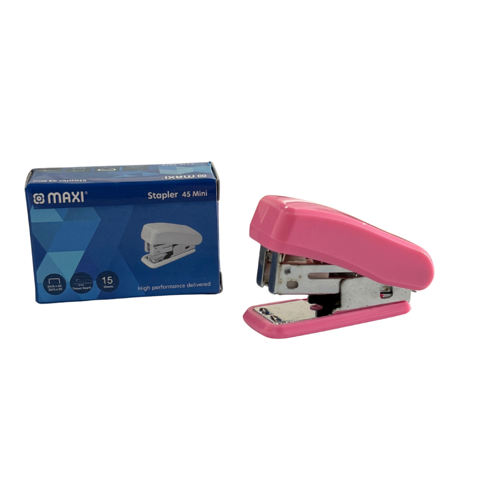 Maxi 45 Mini Stapler, 15 Sheets, Pink