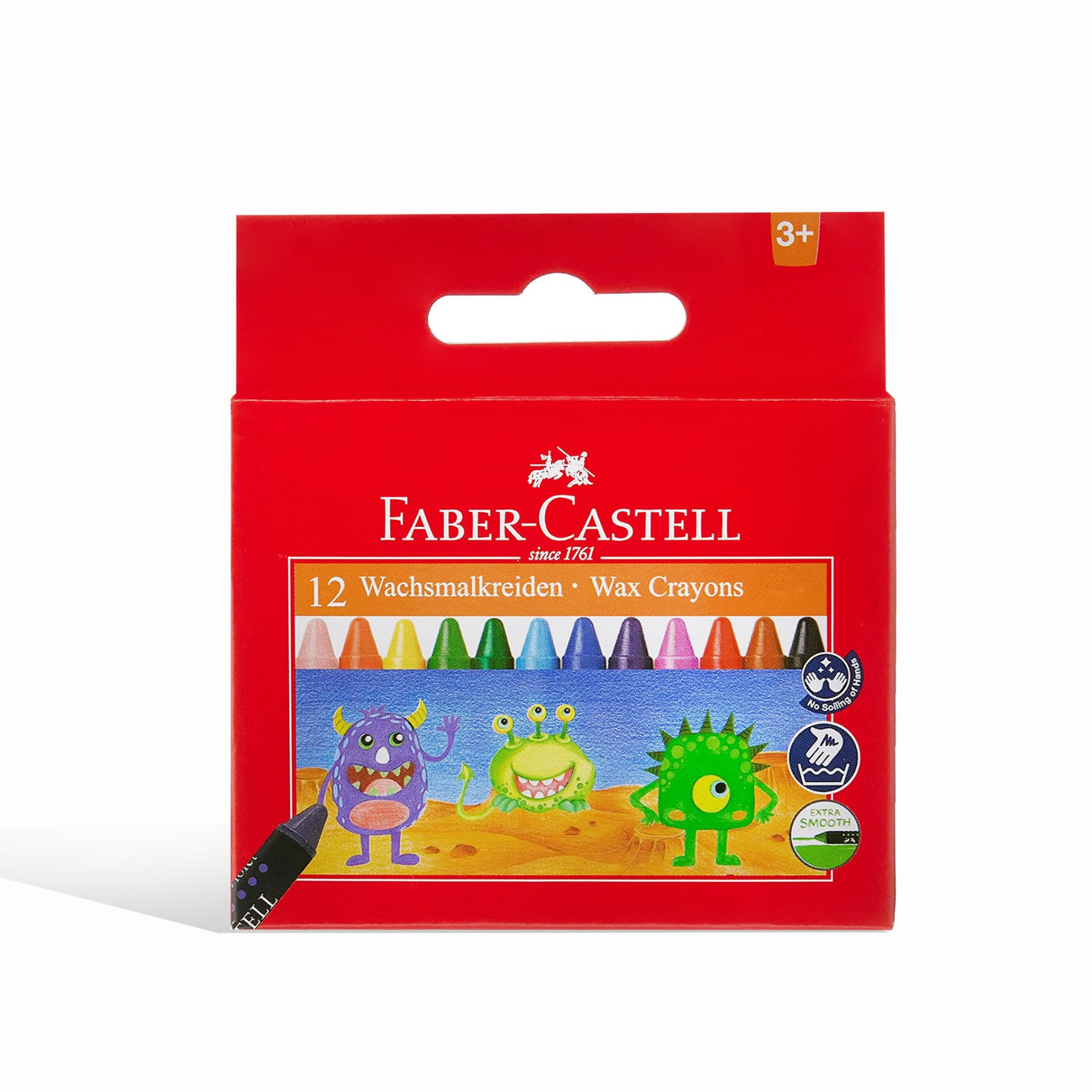 Faber-Castell Wax Crayons, Individual Crayons of 75 mm in Length, Pack of 12 Colours