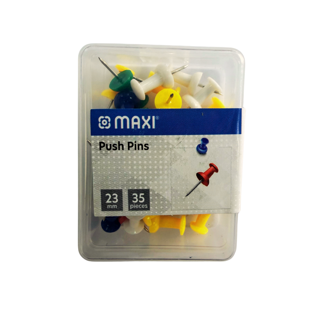 Maxi Push Pins, 23 mm, Box of 35, Assorted Colours