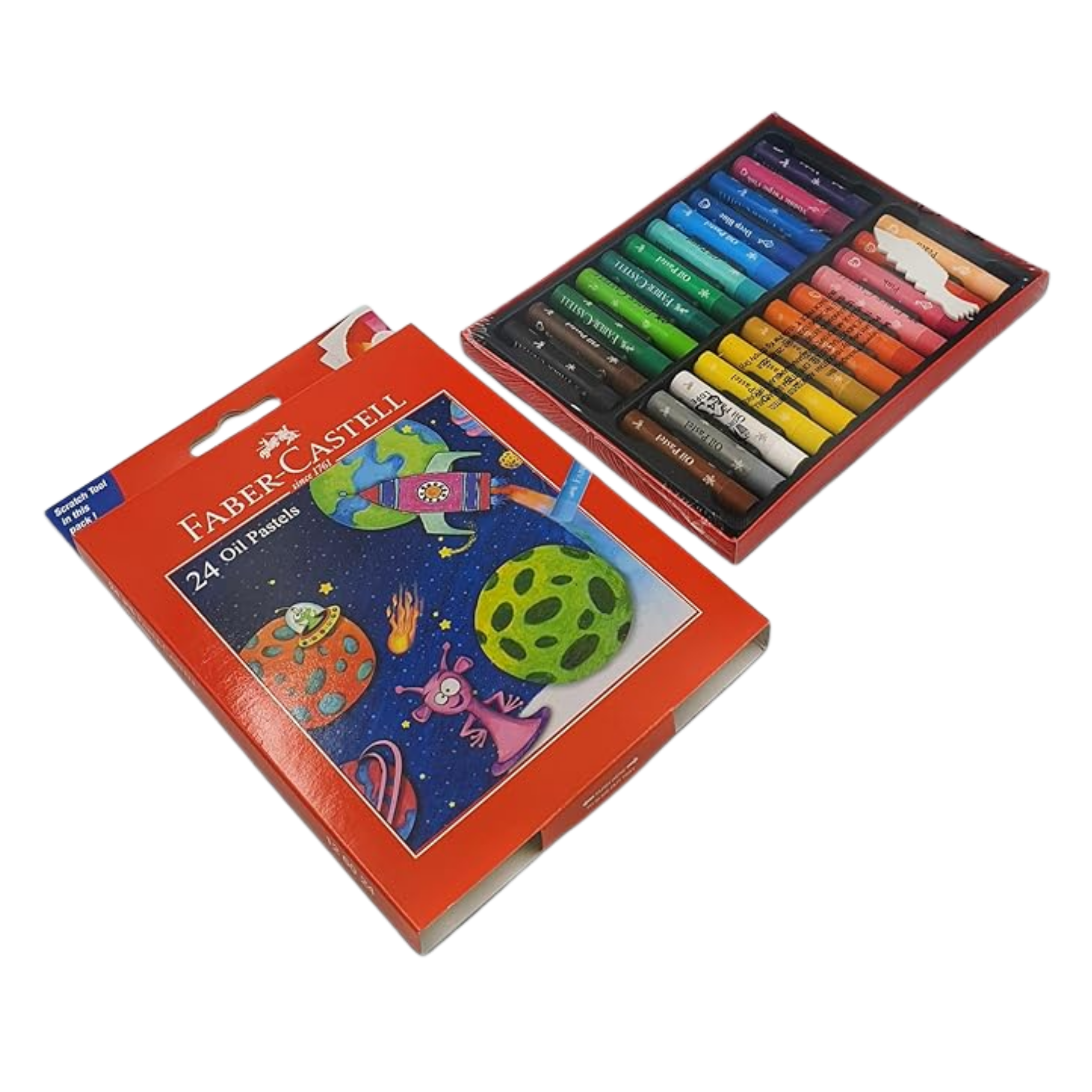 Faber-Castell Oil Pastels, Individual Crayons of 60 mm in Length, Pack of 24 Colours