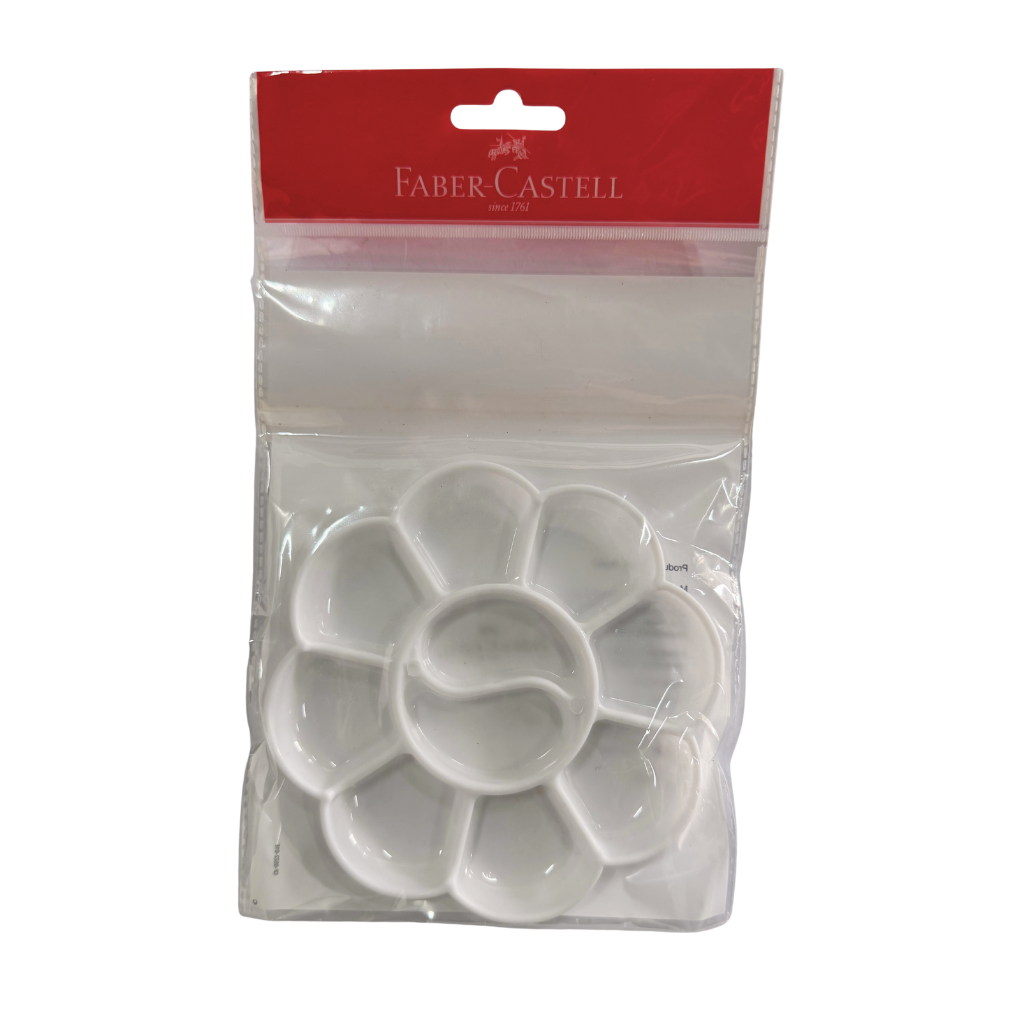 Faber-Castell Flower Shaped Paint Palette, Plastic, Lightweight, 10 Colour Wells, White