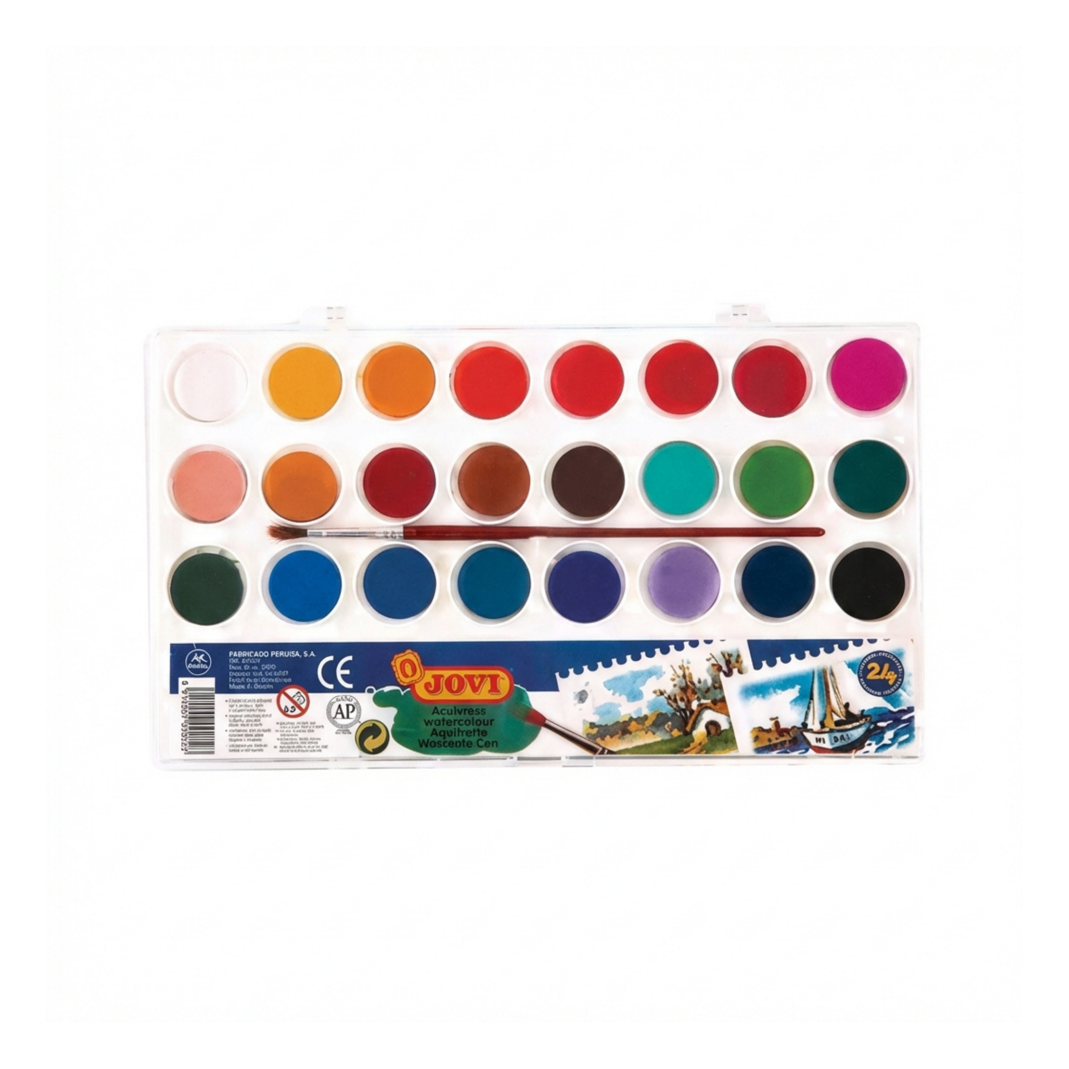 Jovi Watercolours, Paint Pans of 22 mm in Diameter, Pack of 24 Colours