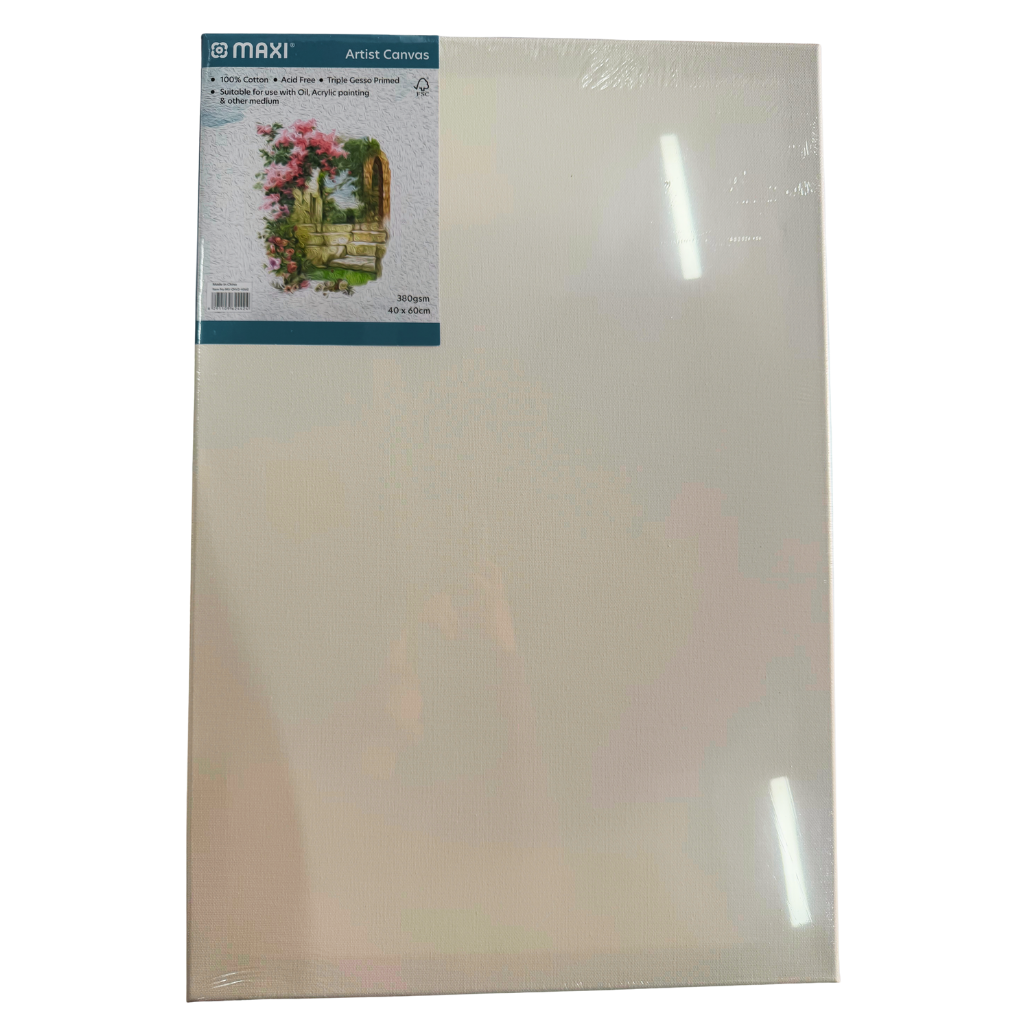 Maxi Stretched Canvas Board, Thickness of 380 GSM, 40x60 Dimensions, Classic White
