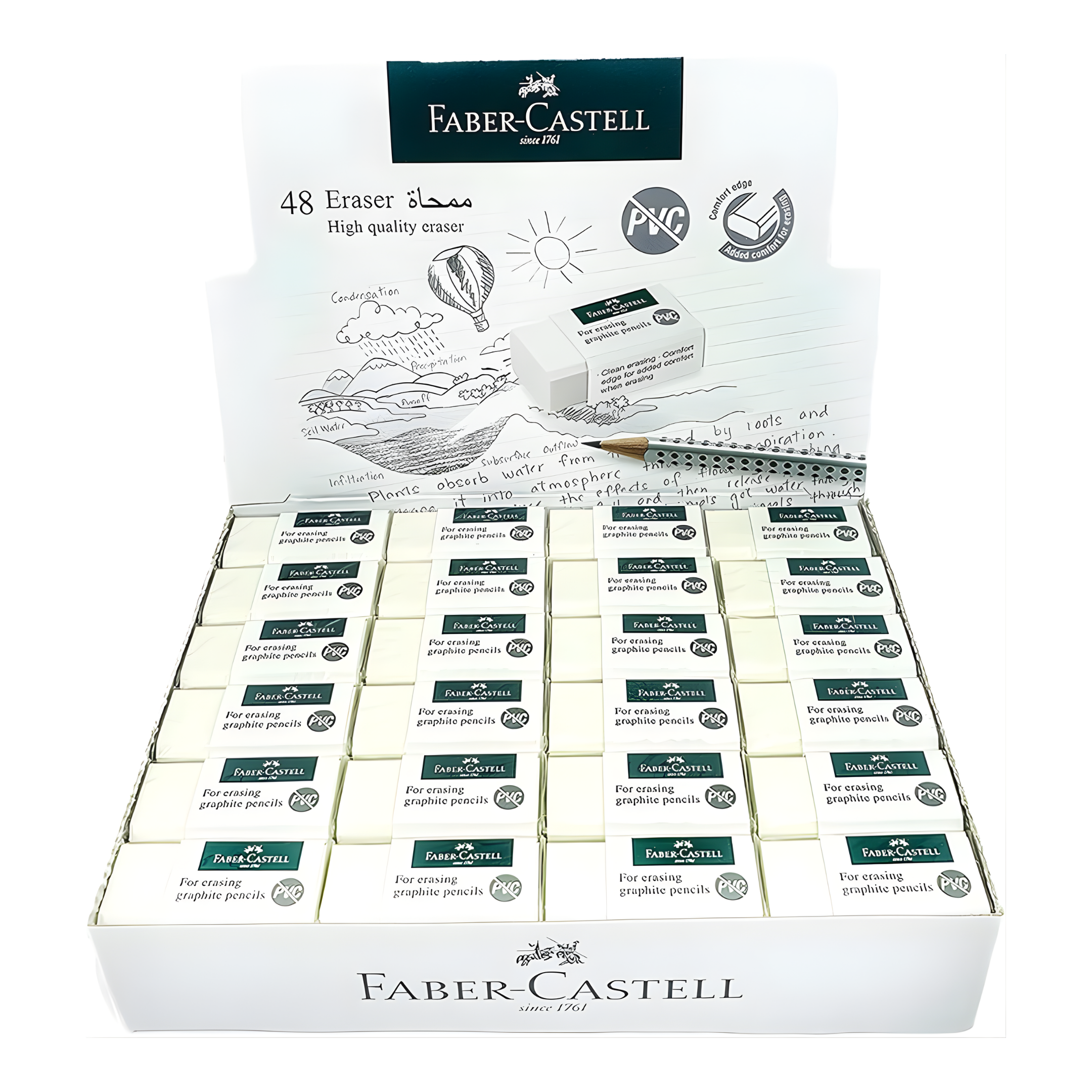 Faber Castell PVC-Free Eraser, Small, Box of 48