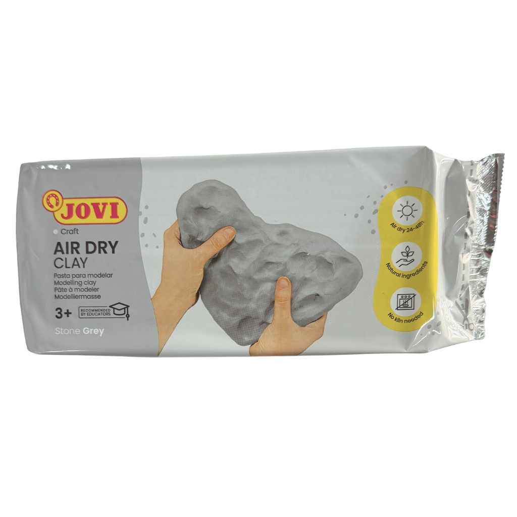 Jovi Air Hardening Clay, Modeling Clay, Natural Ingredients, No-kiln needed, 1000 gm, White, Grey, and Brick Red