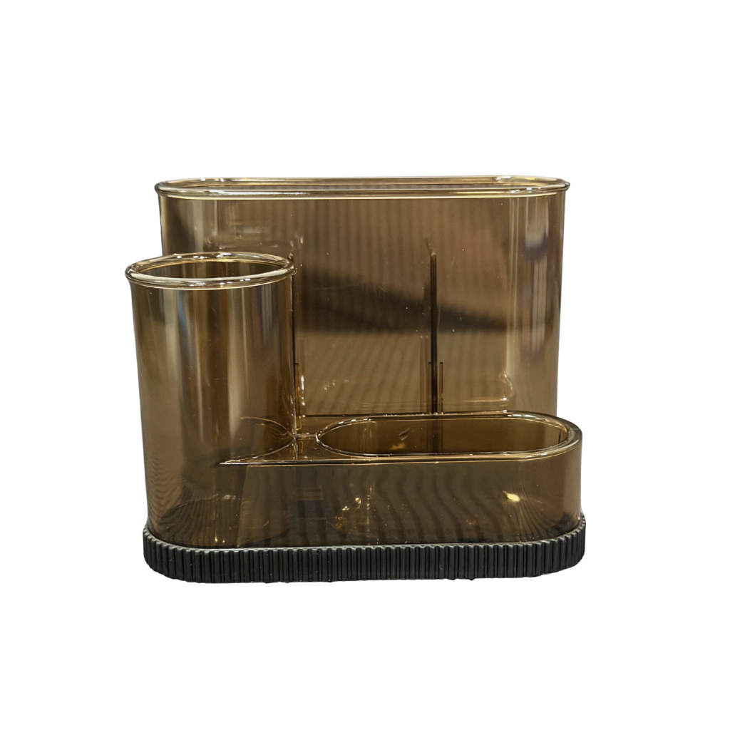 Partner Multi Functional Pen Holder, 3 in 1, Clear and Smokey