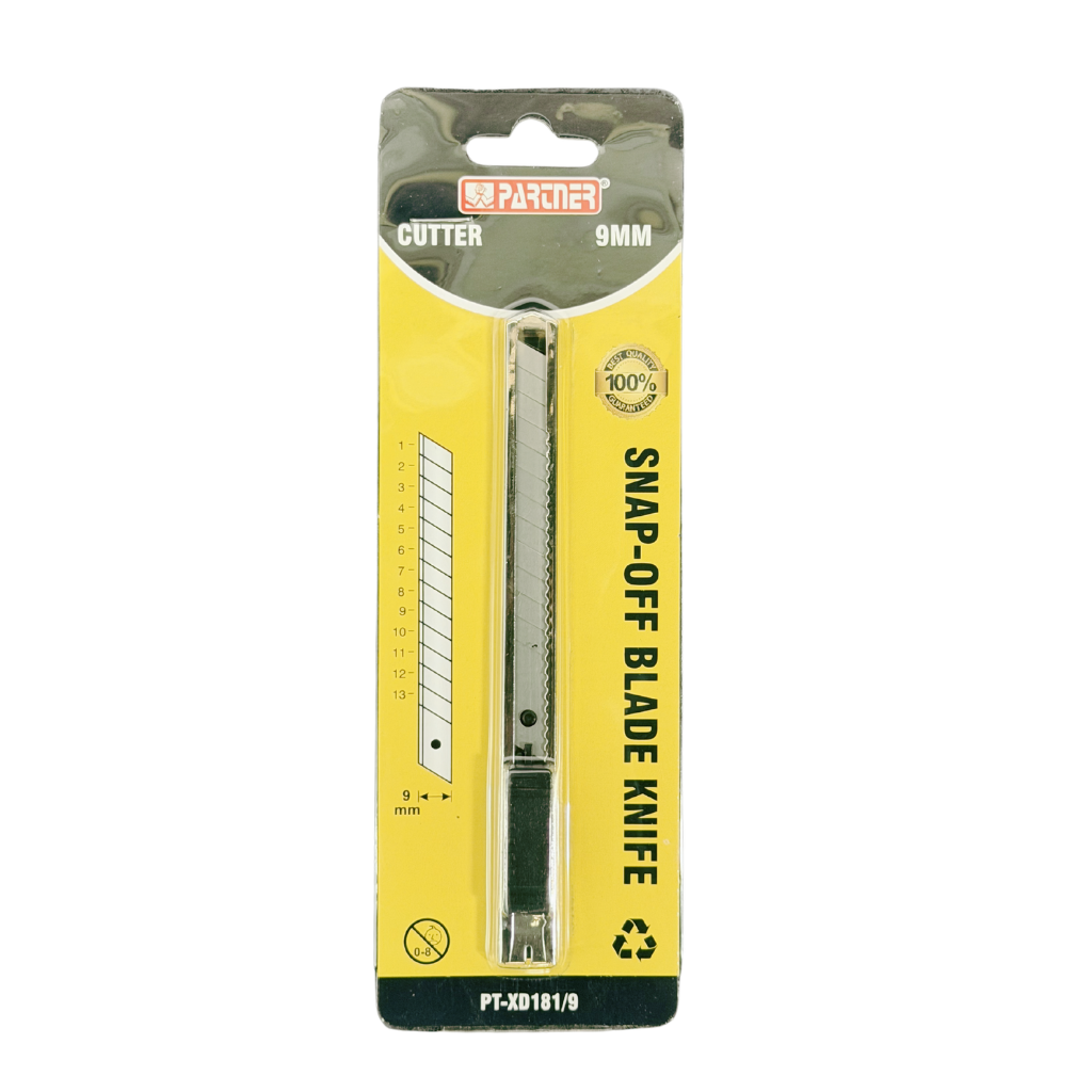 Partner Utility Cutter, Snap-Off Blade Pocket Cutter, 9MM, XD181, Auto-lock Mechanism