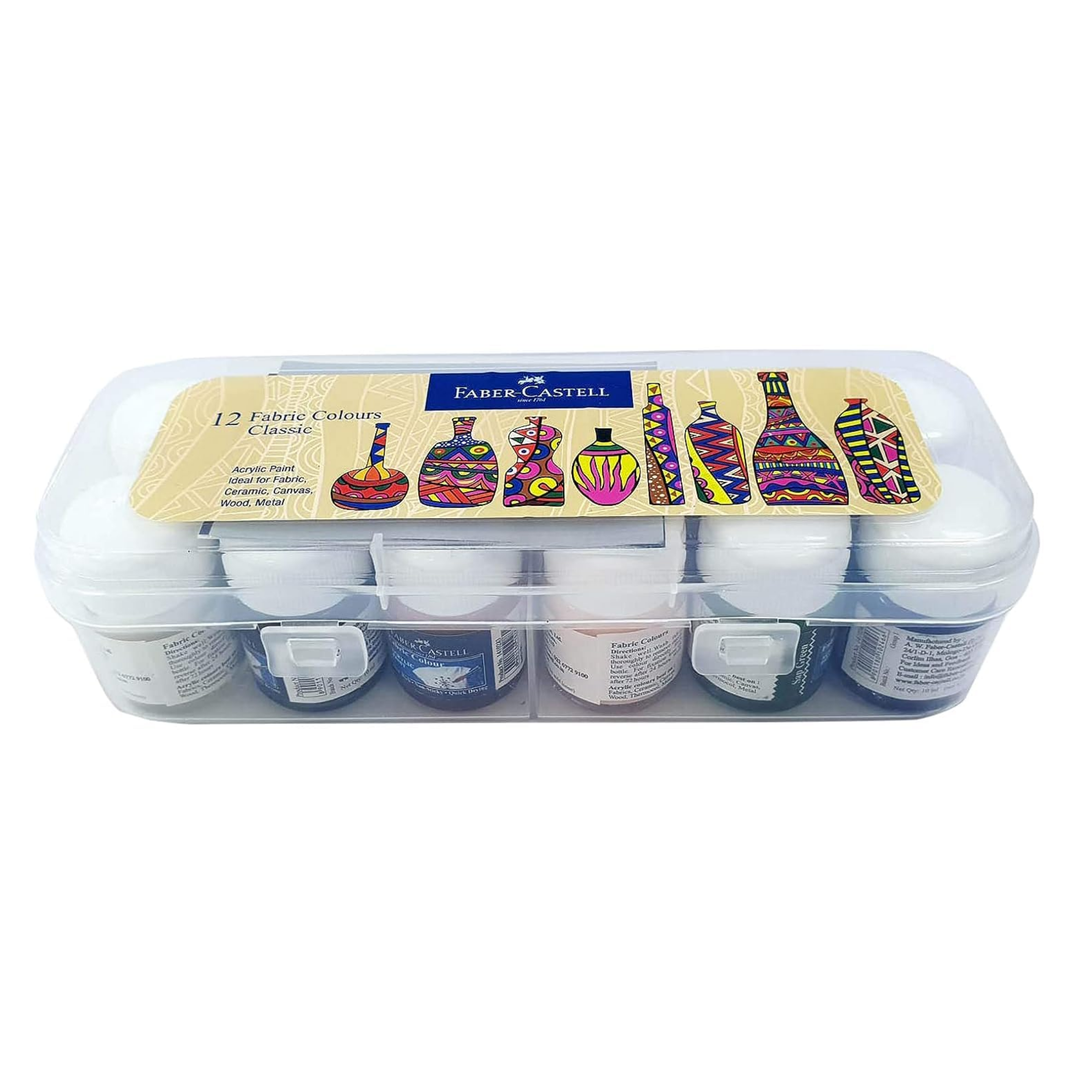 Faber Castell Fabric Paint Colors | 12 Colors | 10ML Bottles