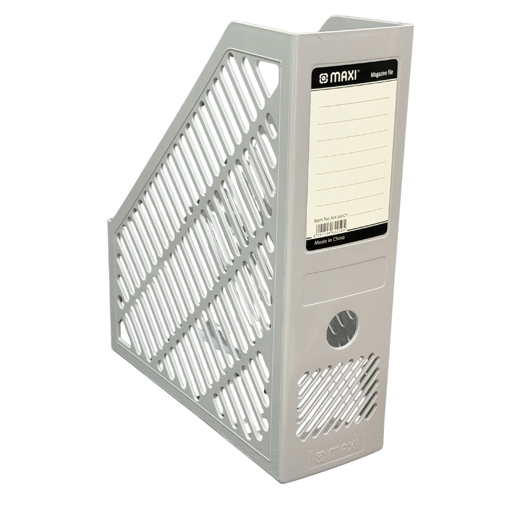 Maxi Plastic Magazine and File Holder, 28 cm X 25 cm X 8.5 cm, Blue, Black, and White