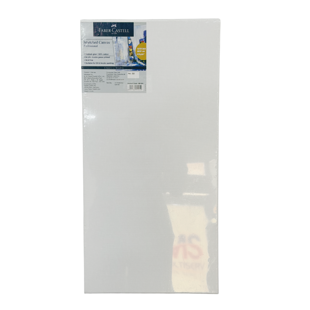 Faber-Castell Stretched Canvas, 12X24, 410 GSM, Acid Free, 100% Cotton, Classic White