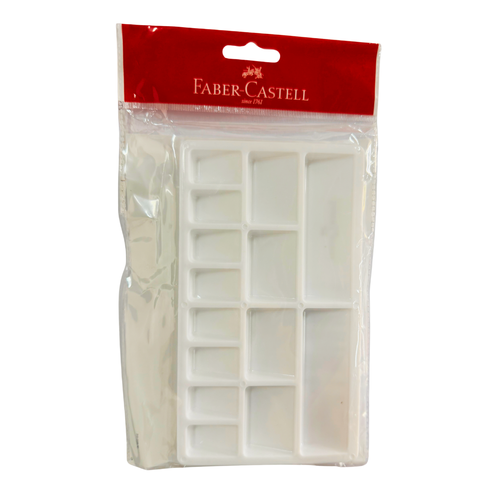 Faber-Castell Rectangle Painting Palette, Lightweight, Plastic, 14 Colour Wells, White