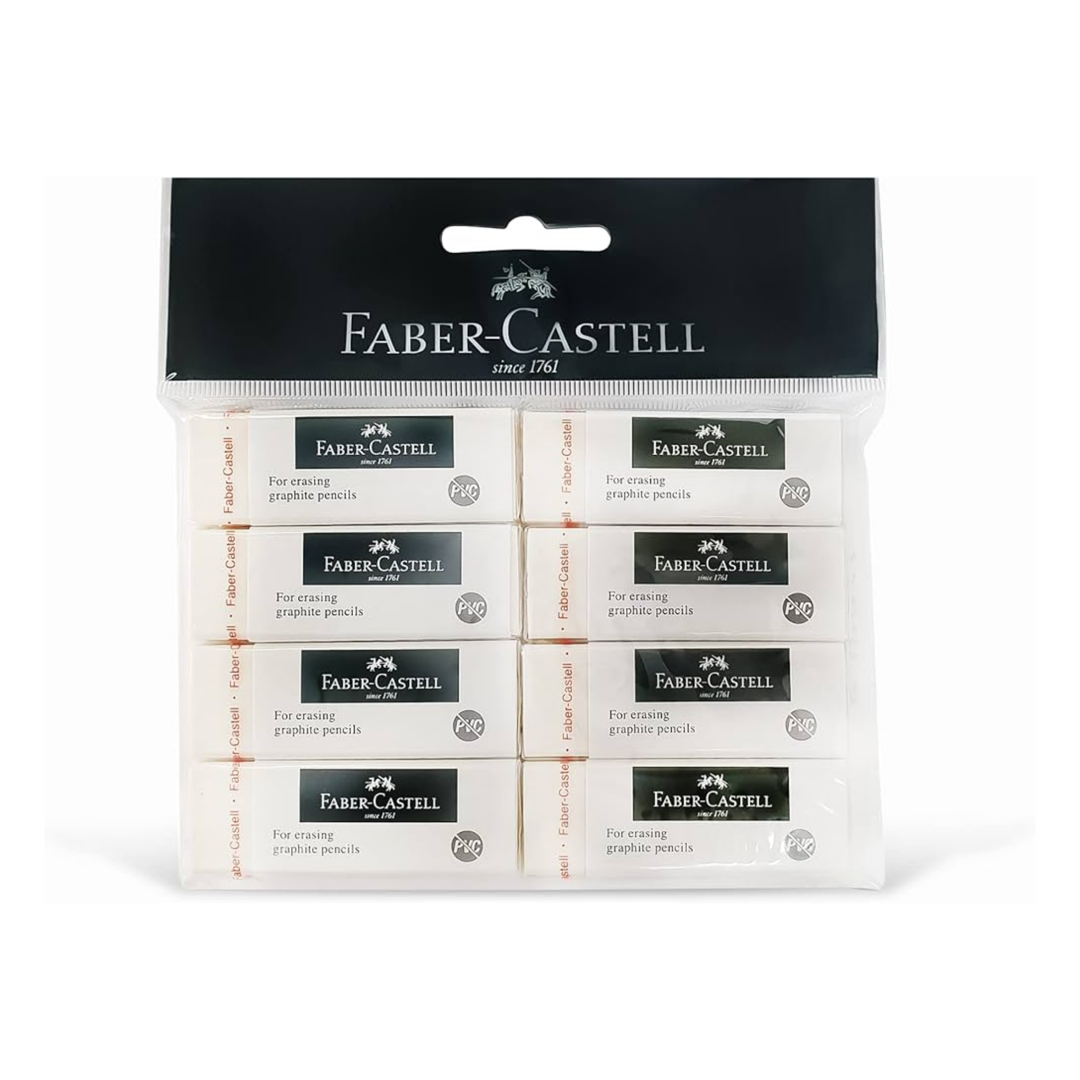 Faber Castell Eraser PVC-Free, Big, Pack of 8, PVC free