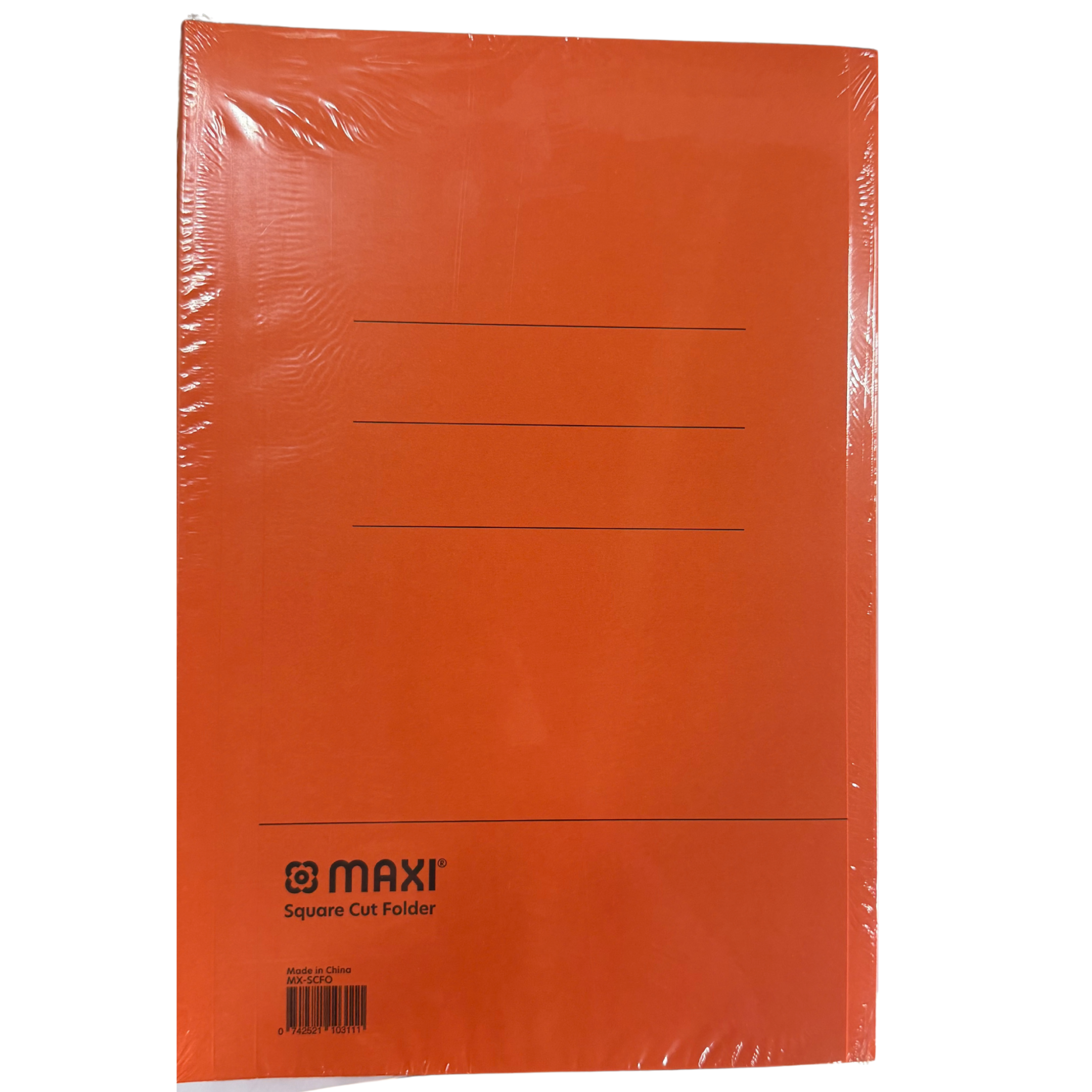 Maxi Square Cut Folder, Standard F/S Size, Thickness of 320GSM, Lightweight Plastic, Orange