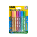 UHU Glitter Glue, Solvent-free, 10ml Tubes, Blister Pack of 6, Assorted Colours