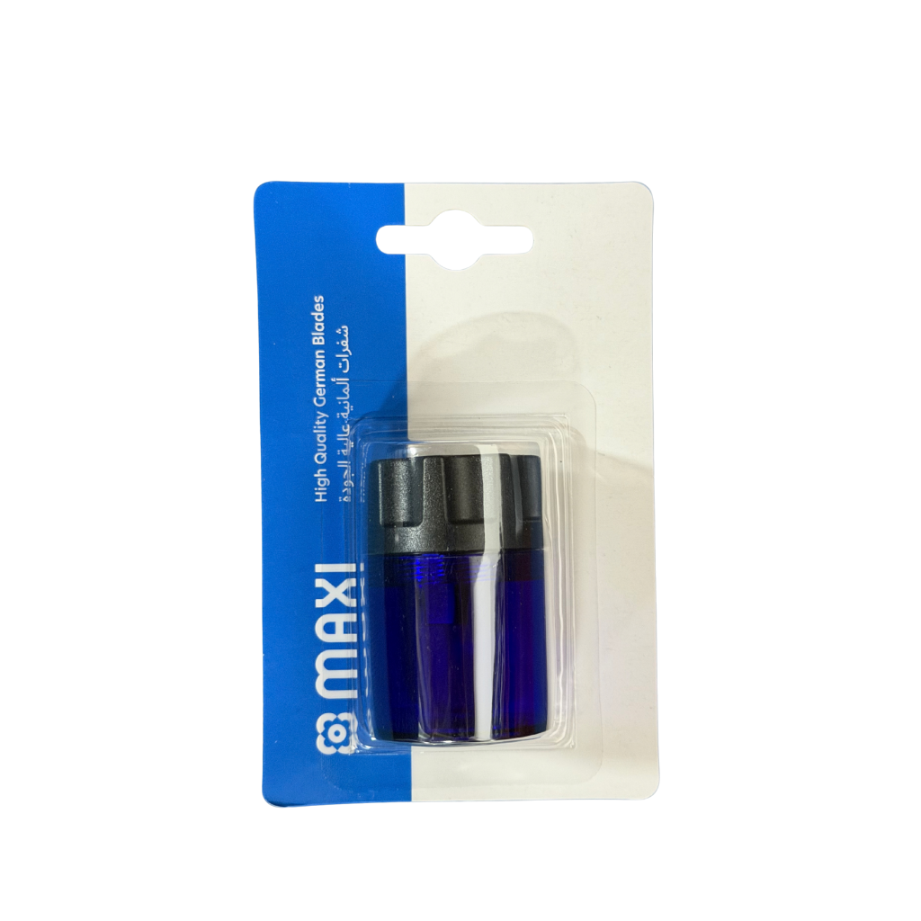 Maxi Sharpener Colour Barrel, Single Hole, Blister Pack of 1, Red, Green, and Blue