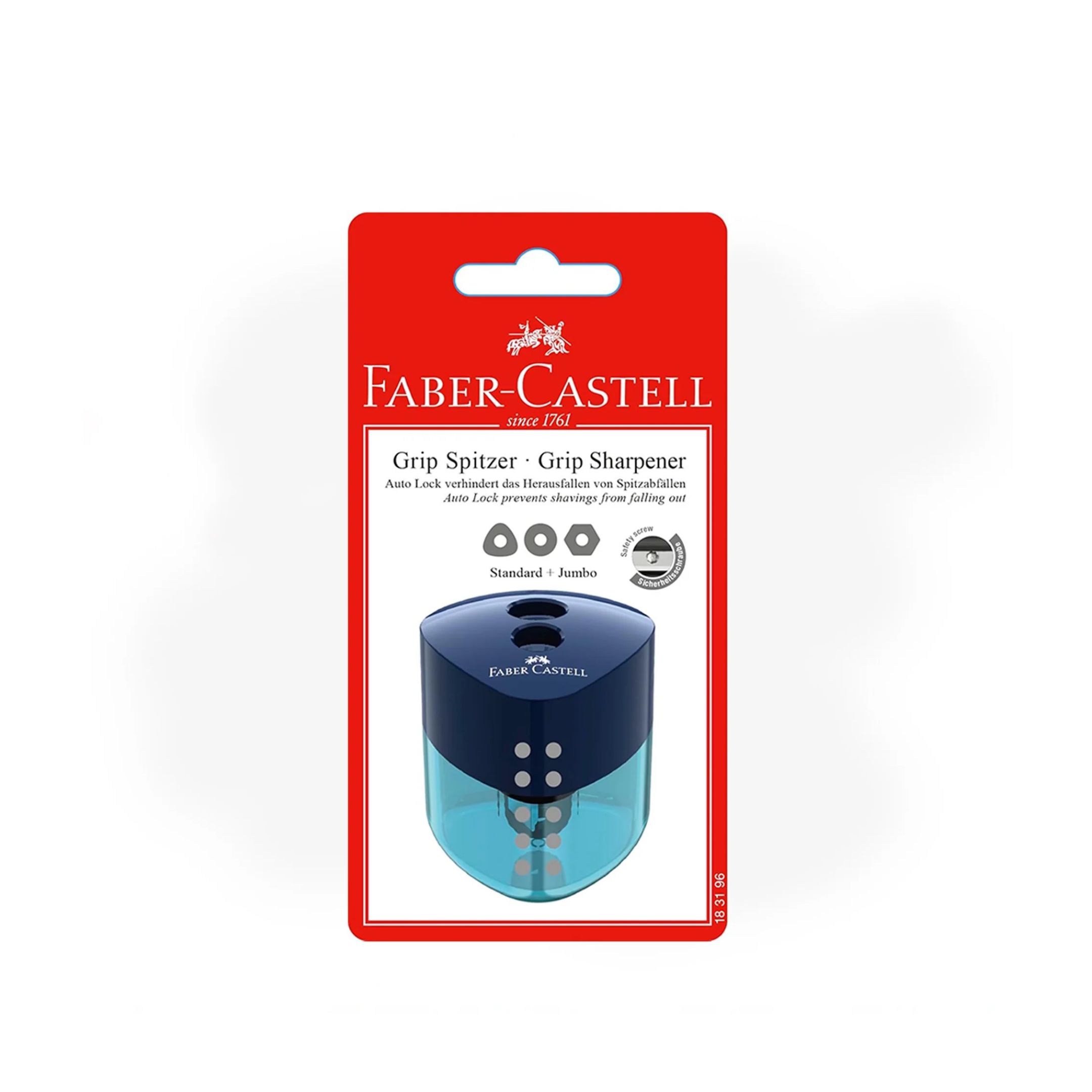 Faber Castell Grip Sharpener, Double Hole, Pack of 1 Blister, Lavender and Turquoise