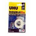 UHU Double Fix, Mounting Tape Indoor, 1.5 m X 19 mm, Water Resistant, White