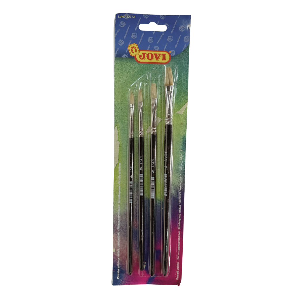 Jovi Soft-hair Paint Brush, Flat, Durable and Strong, Blister Pack of 4