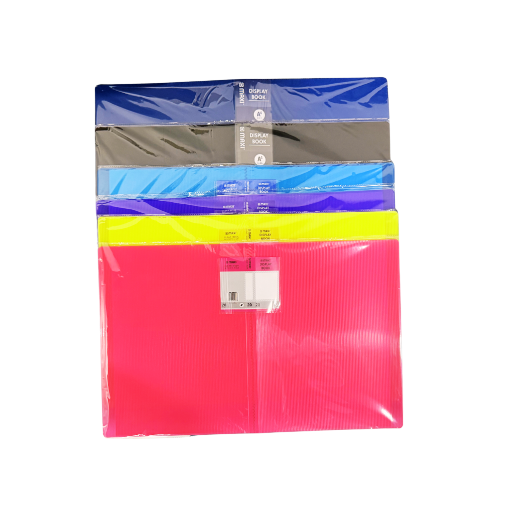 Maxi Display Books, A4, 20 Pockets, Assorted Colours