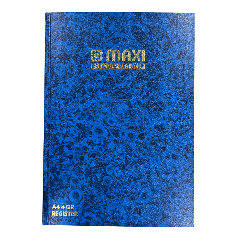 Maxi Register Book A4 4 QR, 60GSM, 192 Sheets, Classic Blue