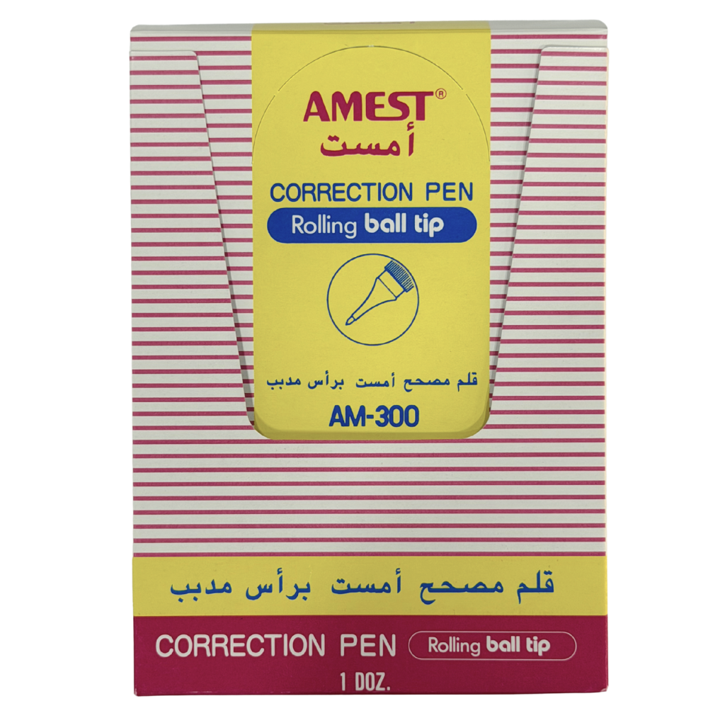 Amest Correction Pen, Rolling Ball Tip, Box of 12