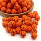 Multimate Mini Silicon Basketball Beads for Crafts, 1.5 cm in Diameter, Pack of 10