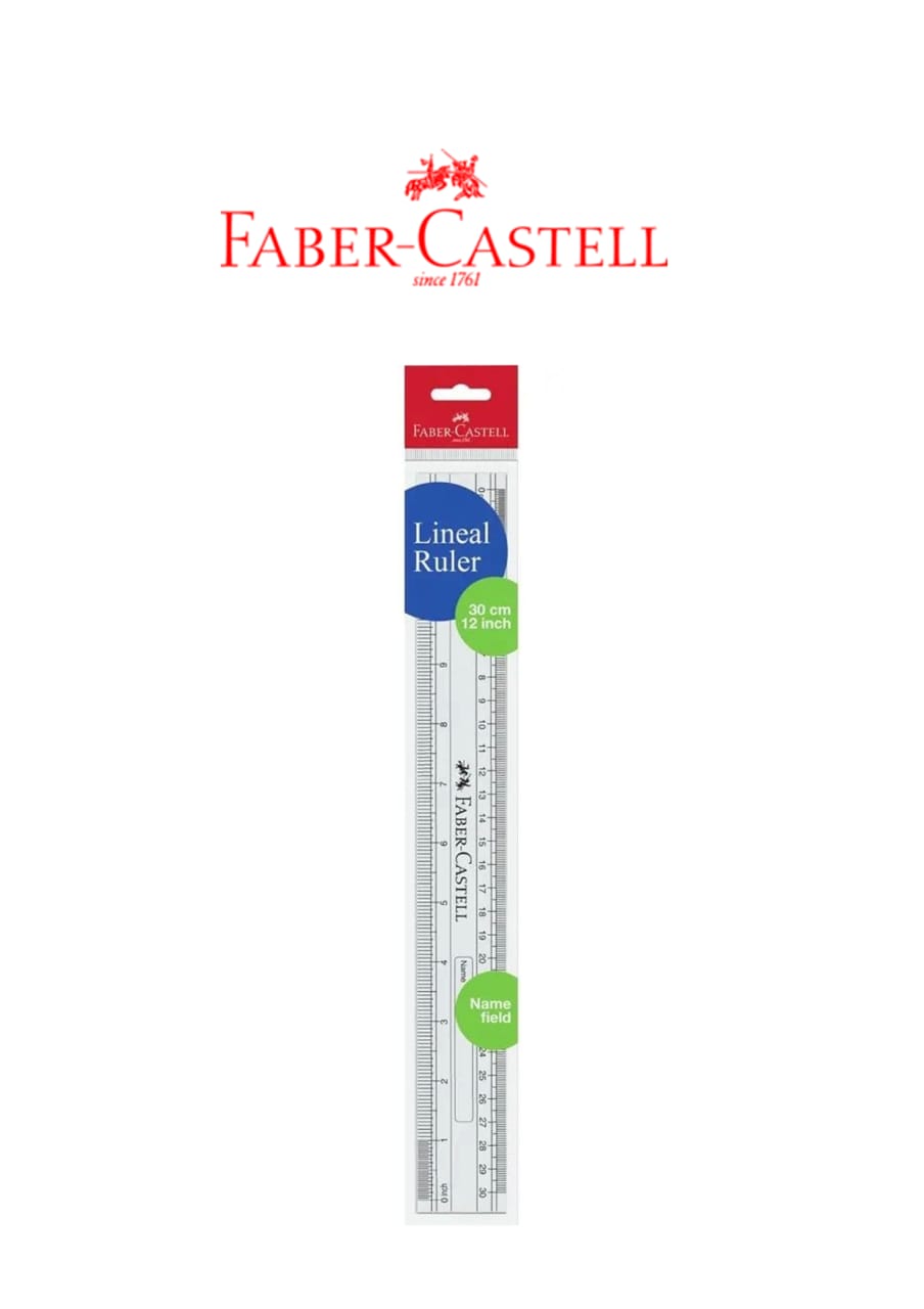 Faber Castell Clear Ruler, Plastic, 30cm/ 12", Lightweight