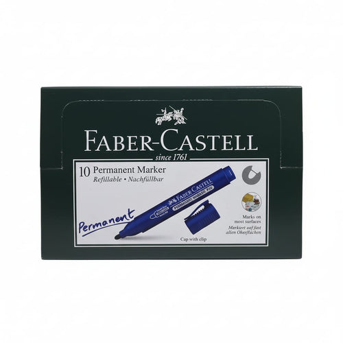 Faber Castell Refillable Permanent Markers, Bullet Nib, Box of 10, Blue, Green, and Red