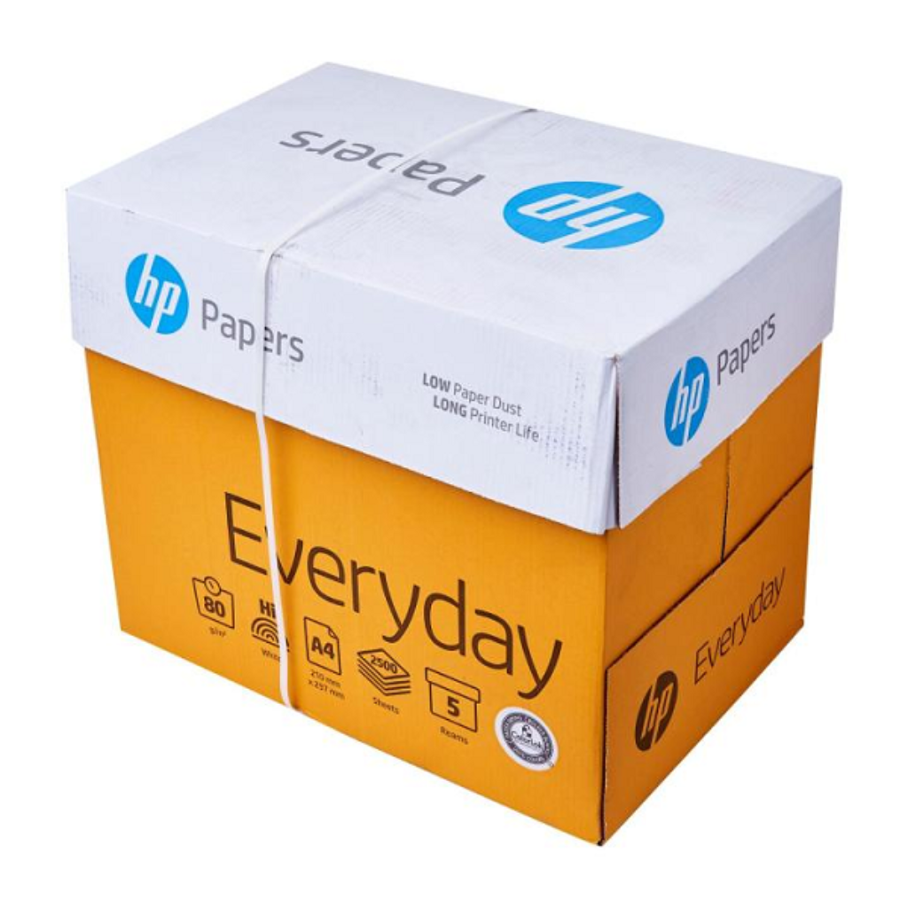 HP Everyday A4 Copy Paper, 80 GSM, Low Paper Dust, Carton of 5