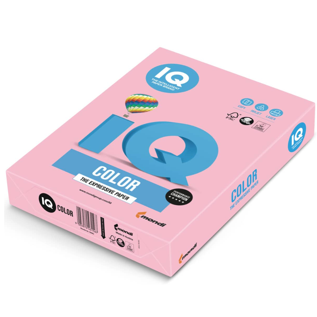 IQ Colour Copy Paper, A4, 500 Sheets, Pink