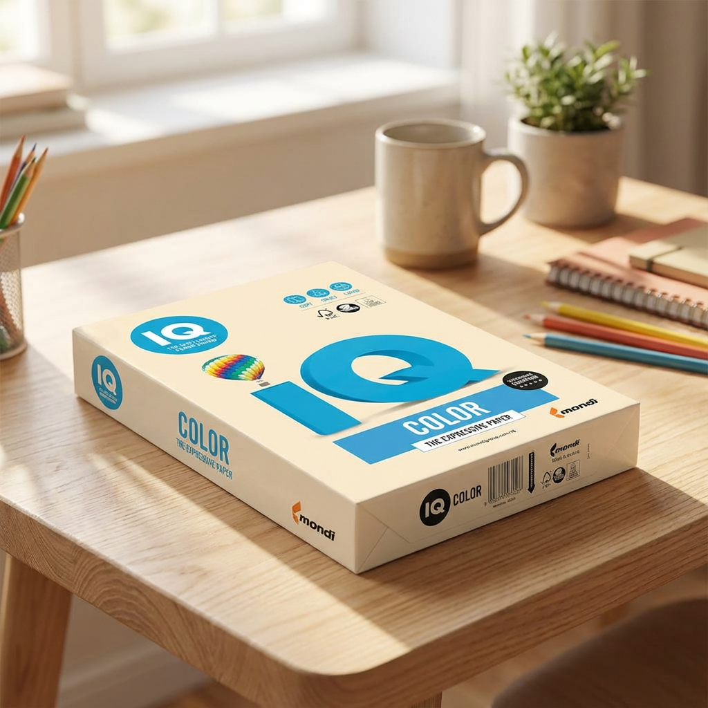 IQ Colour Copy Paper, A4, 500 Sheets, Cream
