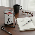 Krish Premium Quality Ball Point Pen X3, 0.7mm, Box of 50, Black and Blue