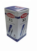 Krish Premium Quality Ball Point Pen X3, 0.7mm, Box of 50, Black and Blue