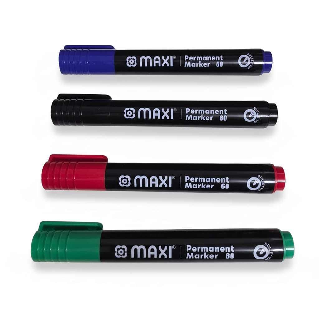 Maxi Permanent Marker, 2mm, Bullet Nib, Single Piece, Black, Green, Red, and Blue
