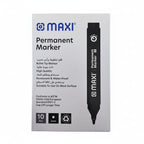 Maxi Permanent Marker, 2mm, Bullet Nib, Box of 10, Black, Green, Red, Black