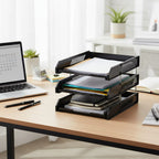 Maxi 3-tiered Document Tray, For Desktop Sorting and Organizing, Lightweight Plastic, Black