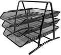 Maxi 3-Tier Document Tray, Metallic Mesh, Sturdy and Durable, Black