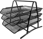 Maxi 3-Tier Document Tray, Metallic Mesh, Sturdy and Durable, Black