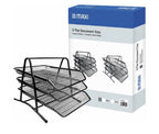 Maxi 3-Tier Document Tray, Metallic Mesh, Sturdy and Durable, Black