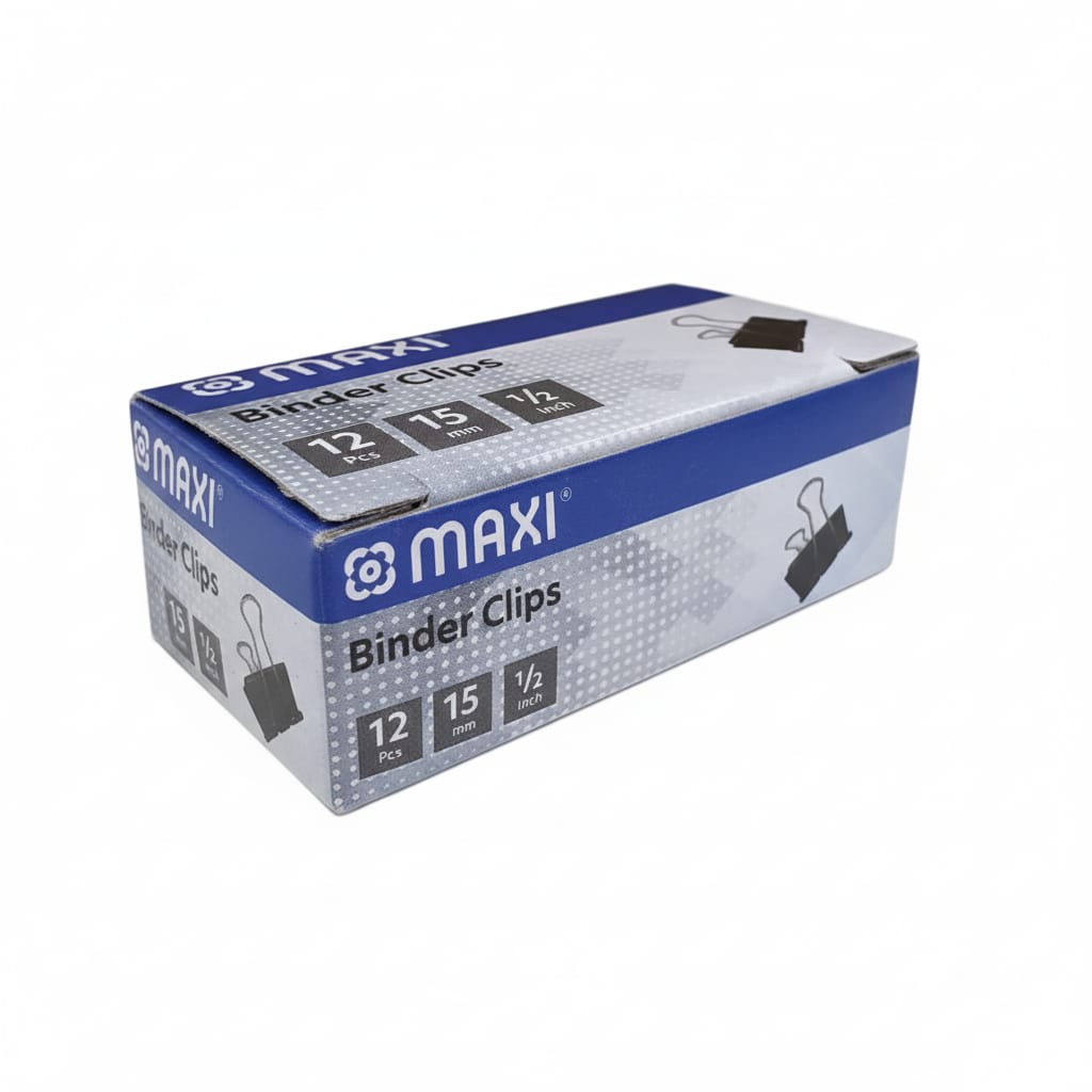 Maxi Metal Binder Clips, Box of 12 PC, Classic Black