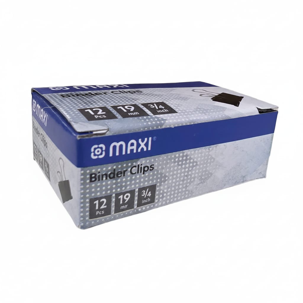 Maxi Metal Binder Clips, Box of 12 PC, Classic Black