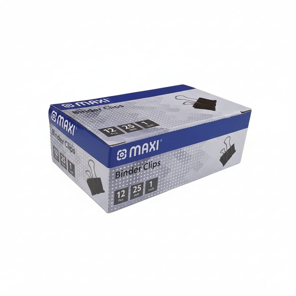 Maxi Metal Binder Clips, Box of 12 PC, Classic Black