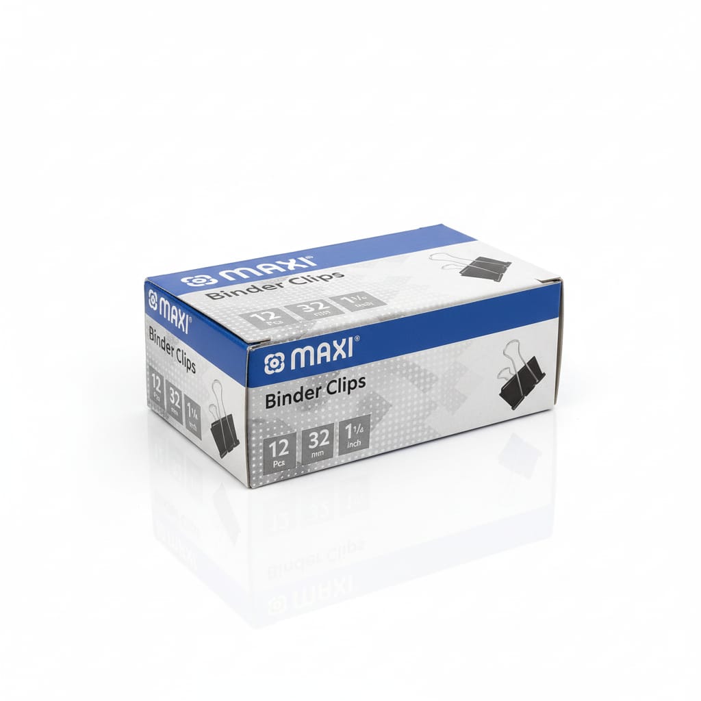 Maxi Metal Binder Clips, Box of 12 PC, Classic Black