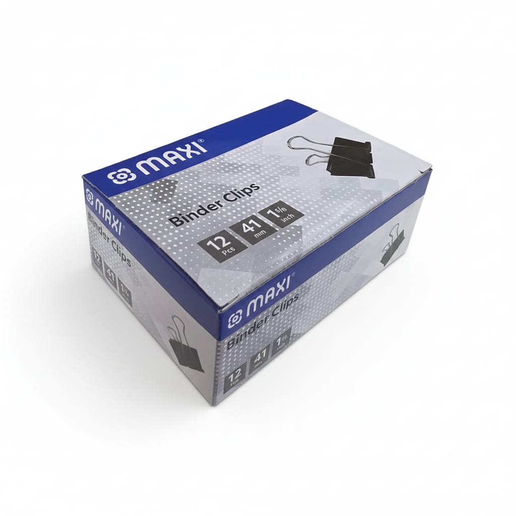 Maxi Metal Binder Clips, Box of 12 PC, Classic Black
